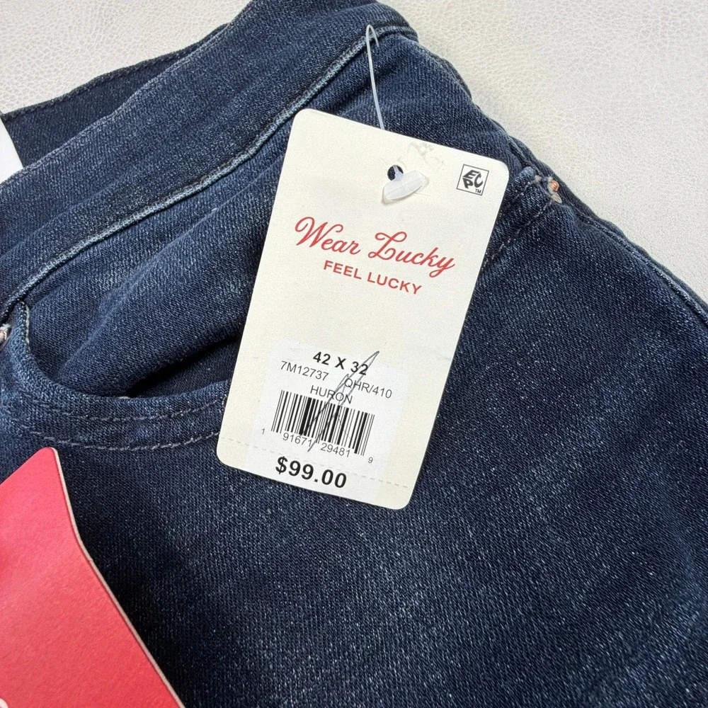 NWT Lucky Brand 363 Vintage Straight Mens Jeans 42x32 Huron Dark Blue Coolmax